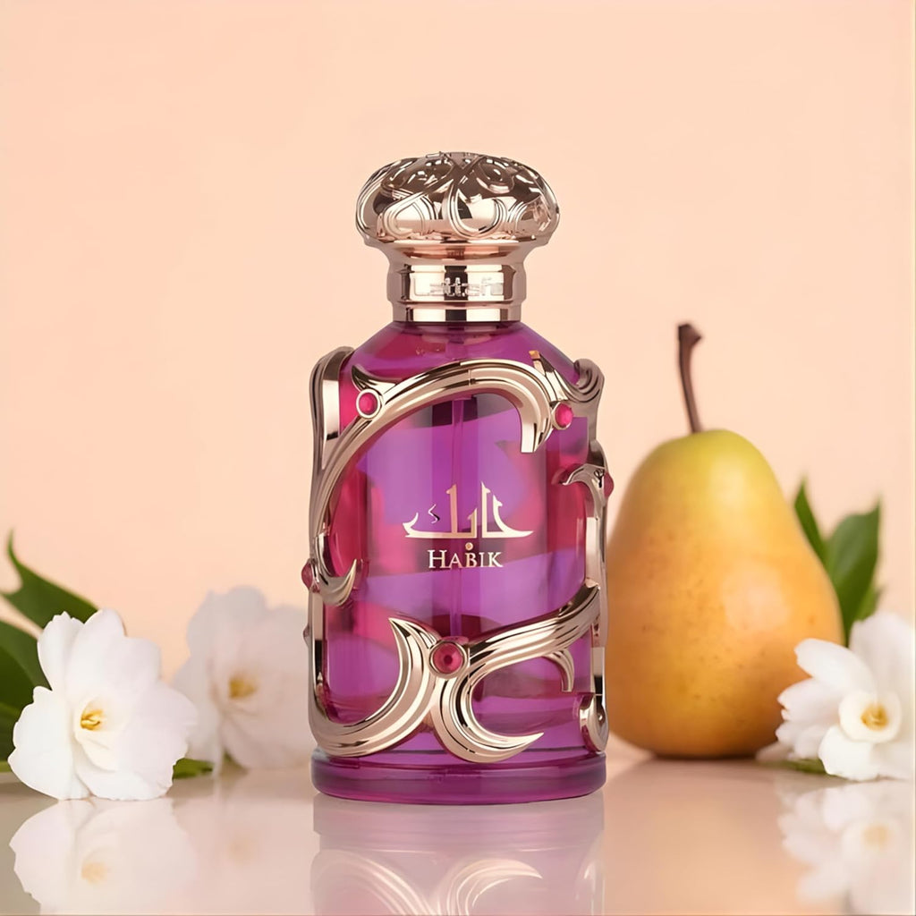 Habik pour Femme par Lattafa Parfums – Eau de Parfum 100 ml – Parfum Floral Fruité à Longue Durée pour Femme – Élégant, Musqué, Sucré – Cadeau de Parfum de Luxe Arabe pour Elle